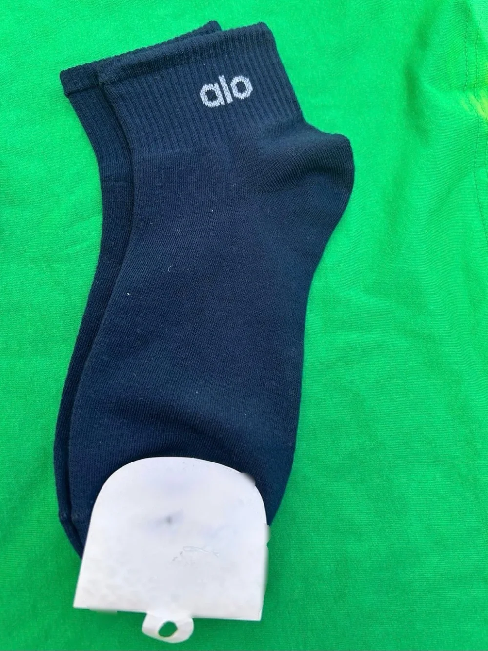 ALO Yoga Black Ankle Athletic Socks with White Logo